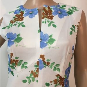 Dresses | Vtg 7s Dress Maxi Floral White Blue Sleeveles Sm | Poshmark